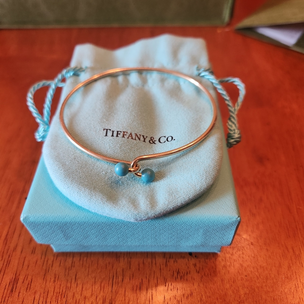 VINTAGE TIFFANY CO 14K AND TURQUOISE BRACELET